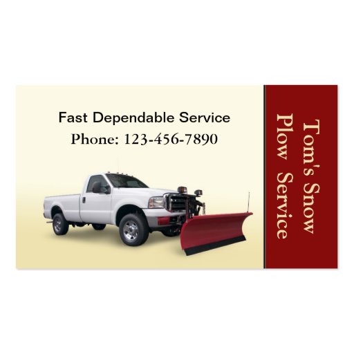 Snow Plow Truck Service Business Cards