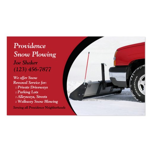 Snow Plowing Business Card (front side)