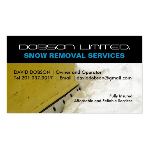 Snow Plowing Business Card (front side)