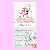 Snow Red and Blue Swirls Photo Card photo cards