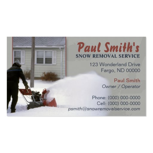 Snow Removal Business Card (front side)