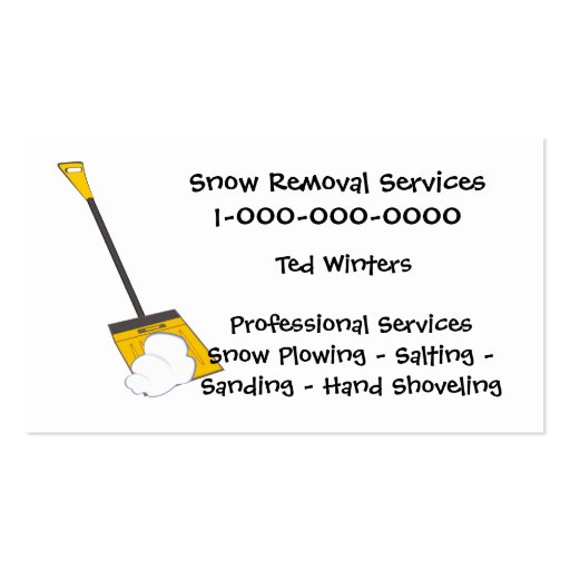 Snow Removal Services Business Cards (front side)