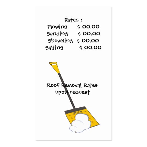 Snow Removal Services Business Cards (back side)