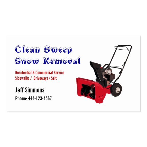 Snow Removal Snow Blower Business Card Templates (front side)