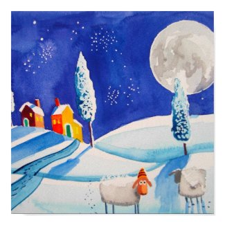 SNOW SCENE SHEEP MOON print