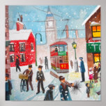 Snow scene winter chimney sweeps painting G Bruce Print