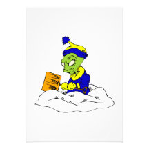Snow Shovelling Alien Personalized Announcement