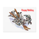snow skiing, Happy Holiday postcards