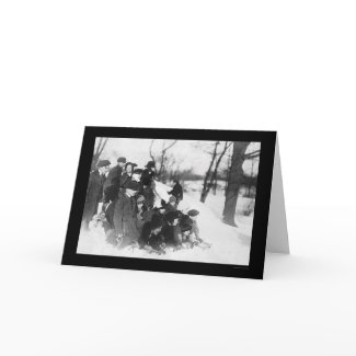 Snow Sledding in Central Park 1914 card