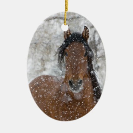 Snow Stallion Horse Holiday Ornament