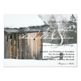 Snow Trees with Heart Winter Wedding Invitations 4.5