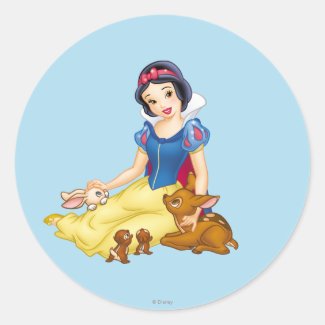 Snow White and Animal Friends Round Sticker