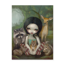 "Snow White and Her Animal Friends" Postcard by strangeling "Snow White and Her Animal Friends" Postcard