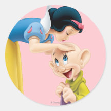 Snow White Kissing Dopey on the Head Round Sticker