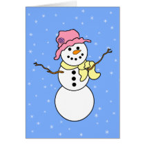 Snow woman on snowflakes cards