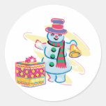 Snow woman round sticker