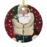SnowBall Santa Claus & Crow Christmas Ornaments
