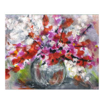 Snowberries and cherri blossoms print
