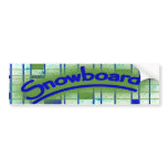 Snowboard Bumper Sticker Green Art Deco Design