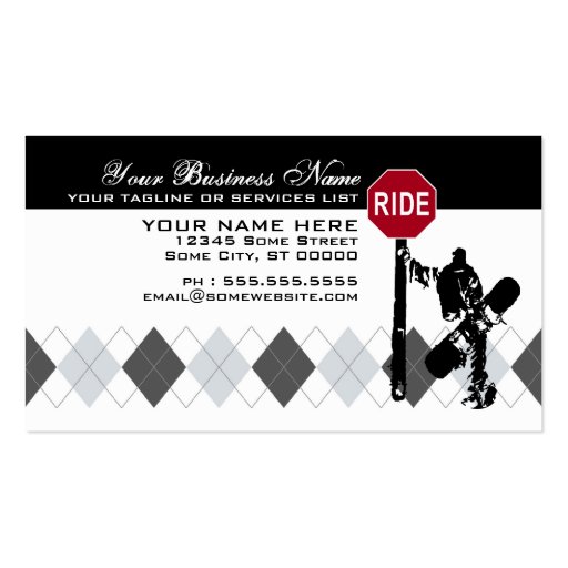 snowboard... directions? business card templates (front side)