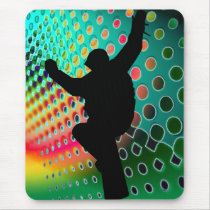 Snowboard in Cosmic Snowstorm Mousepads