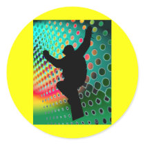 Snowboard in Cosmic Snowstorm Round Sticker