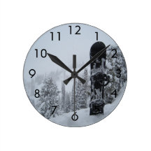 Snowboard In Snow Clocks