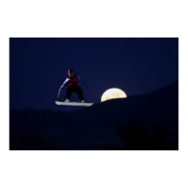 Snowboard Over the Full Moon Poster posters by JudsonJoyce Snowboard Over the Full Moon Poster posters
