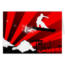 snowboard. powder trail. greeting card