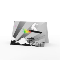 snowboard. powder trail. greeting card