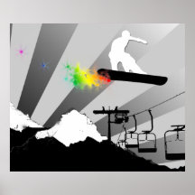 snowboard. powder trail. print