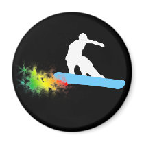 snowboard. rainbow. magnets