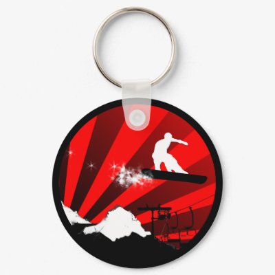 snowboard. red. keychains by asyrum