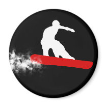 snowboard. red. fridge magnet