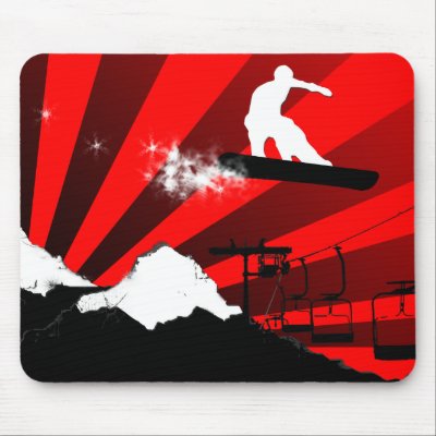 snowboard. red. mousepad by asyrum