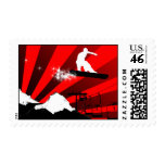 snowboard. red. postage