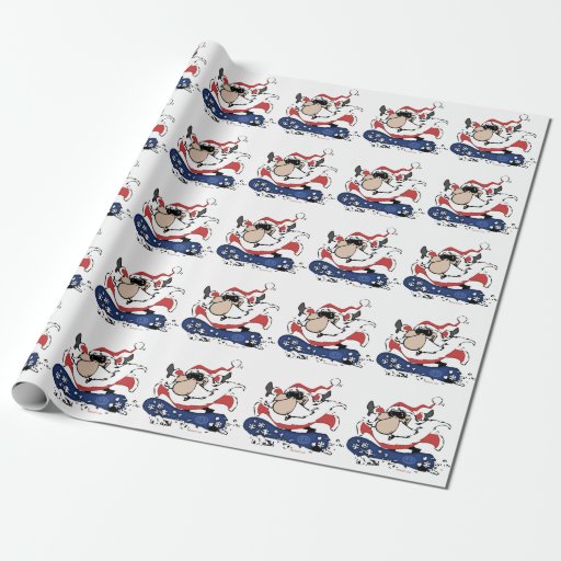 Snowboard Santa Wrapping Paper Zazzle