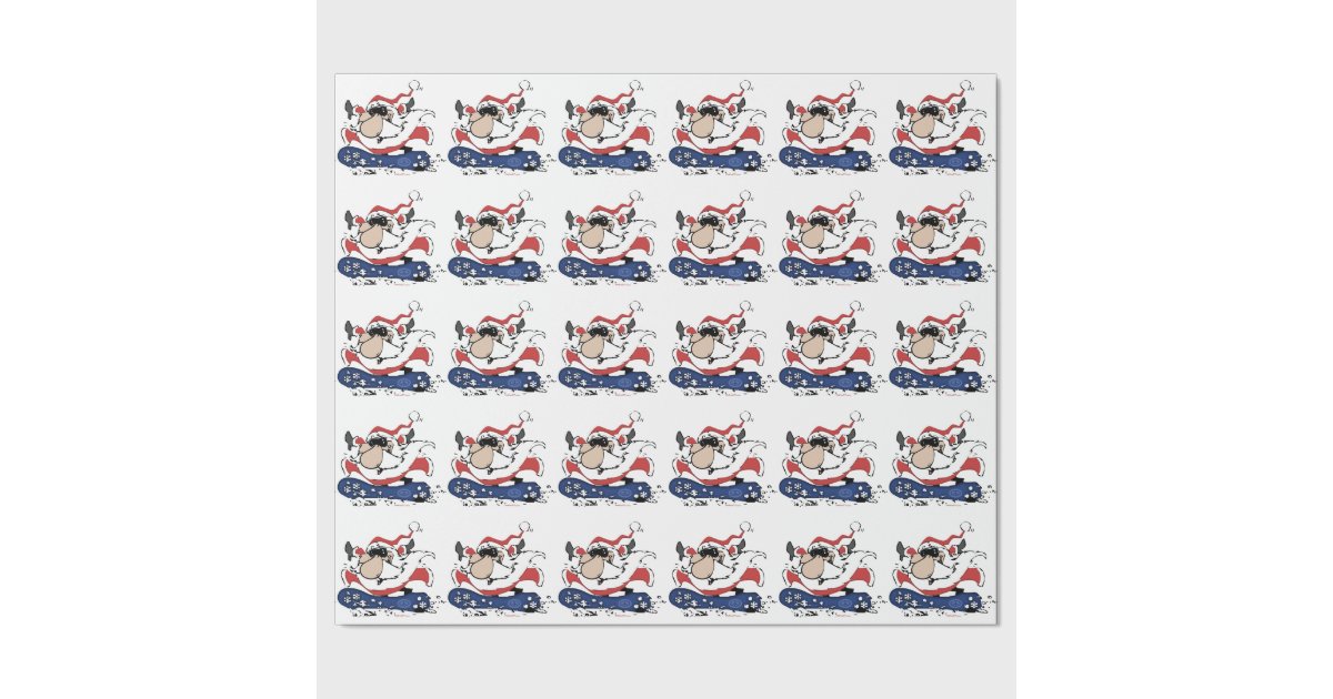 Snowboard Santa Wrapping Paper Zazzle