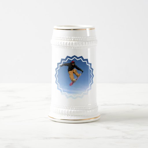 Snowboard Tail Grab Beer Stein Coffee Mug