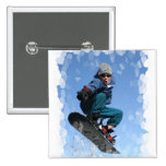 Snowboarder in the Snow Square Pin