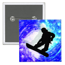 Snowboarder in Whiteout Buttons