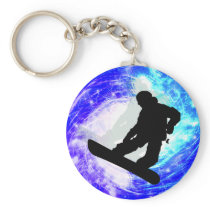 Snowboarder in Whiteout Key Chains