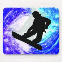 Snowboarder in Whiteout Mousepads