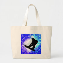 Snowboarder in Whiteout Tote Bags