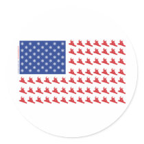Snowboarder-Patriotic-Flag Round Stickers