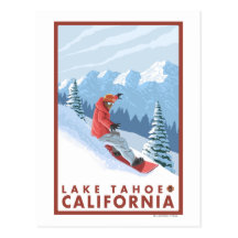 Snowboarder Scene - Lake Tahoe, California Post Card