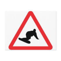 snowboarder warning sign postcards by Tomaniac snowboarder warning sign postcards