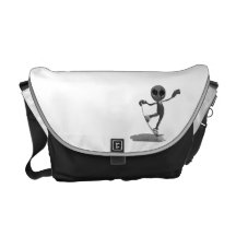 Snowboarding Black Alien Messenger Bag