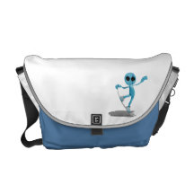 Snowboarding Blue Alien Messenger Bag