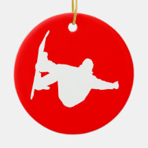 snowboarding christmas tree ornament